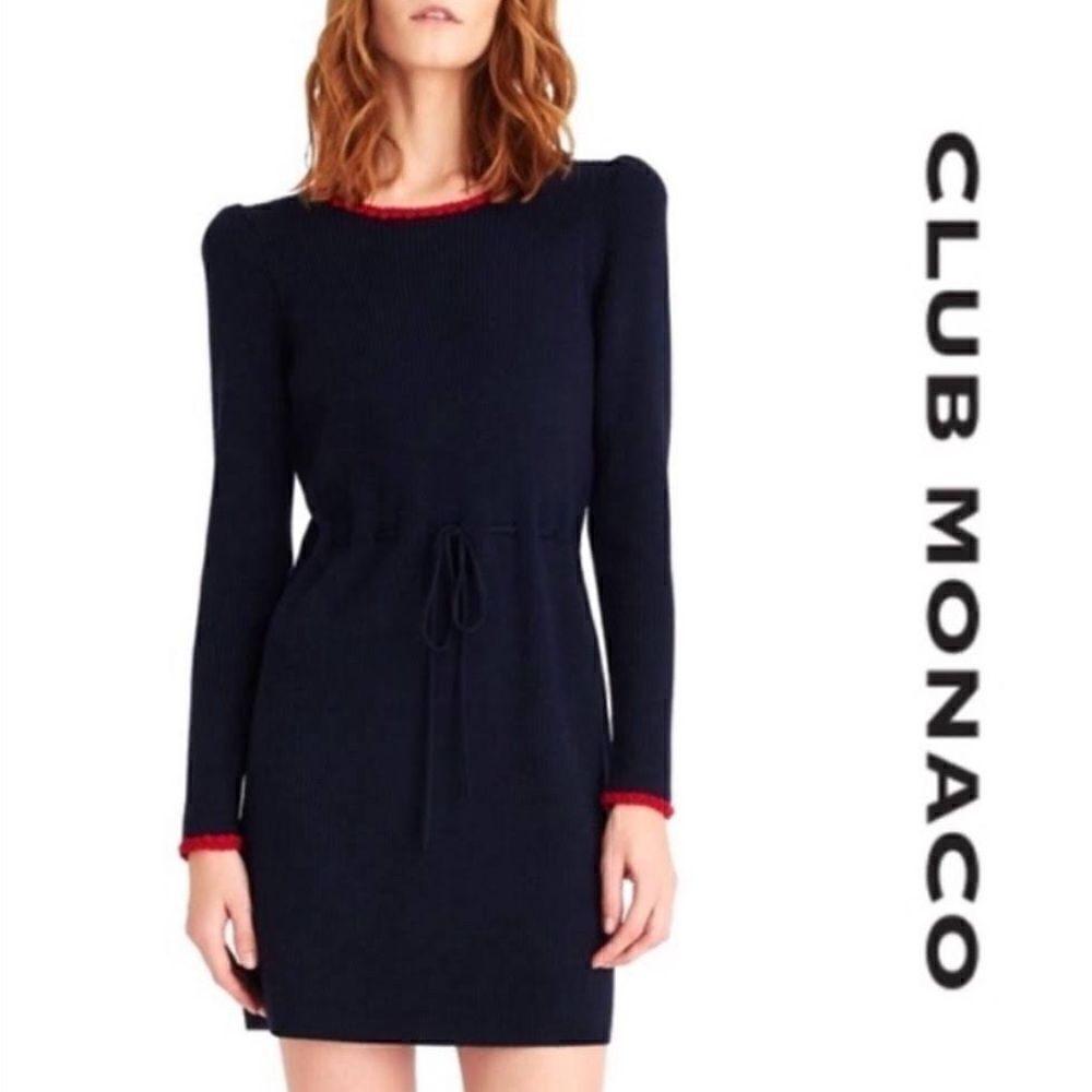 NWT Club Monaco Cloviee Sweater Dress Navy Blue Size Medium - Picture 2 of 3